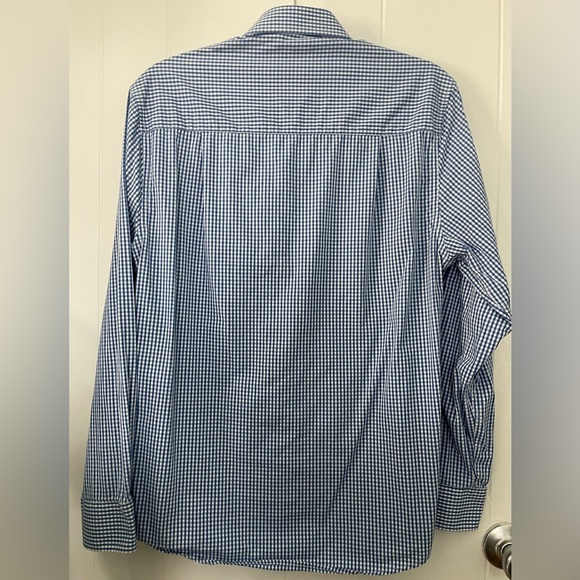 Nick Graham Modern Fit Easy Care Cotton Mini Gingham Checked Collar Button Shirt - Picture 10 of 11